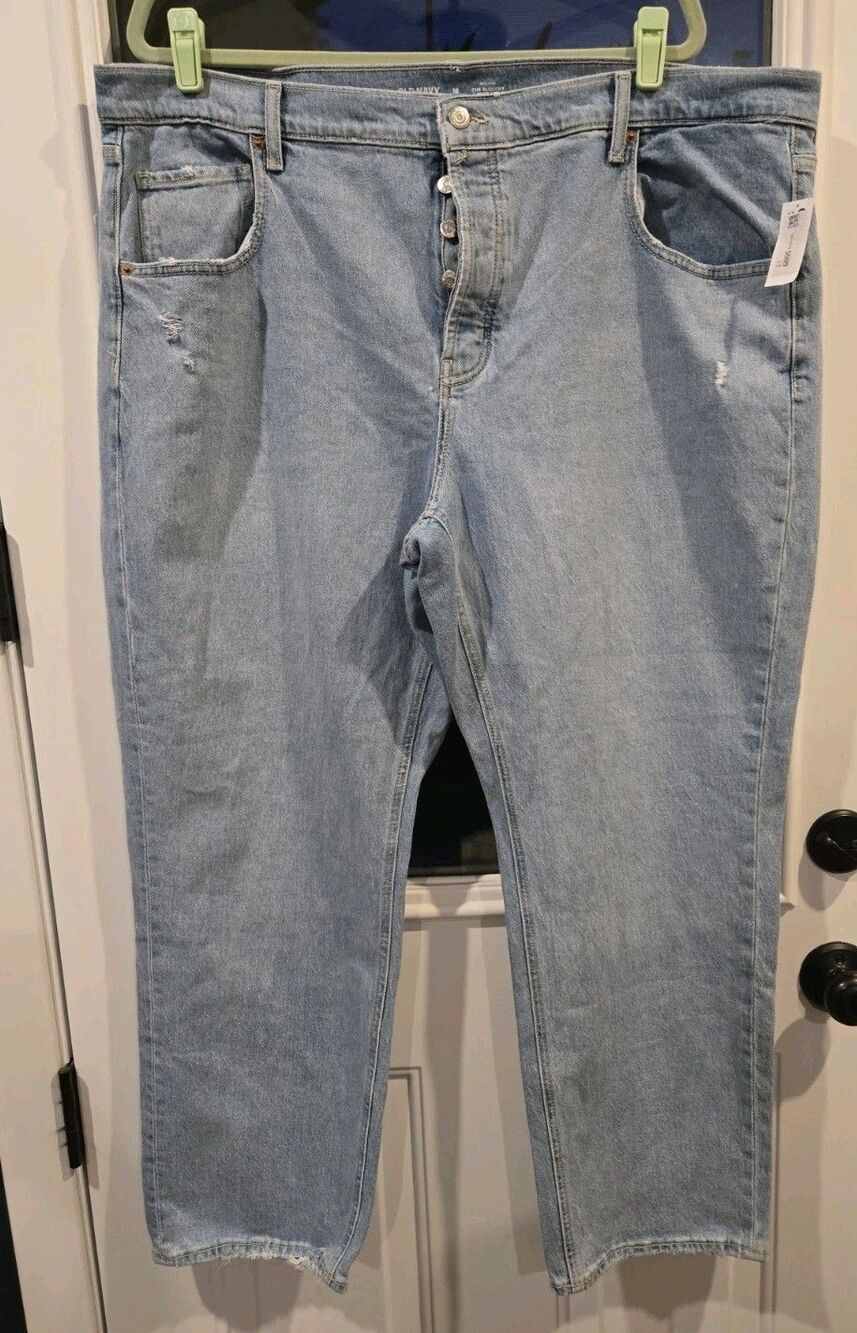 NWT light-wash Old Navy Mid-rise Button Fly Slouchy Wide Leg Jeans Women's 18